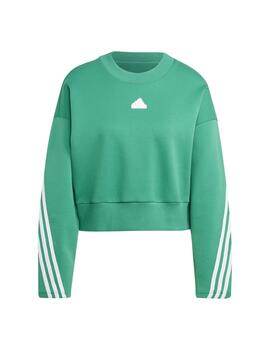Sudadera Mujer  Adidas FL 3 STRRIPES CREW Verde