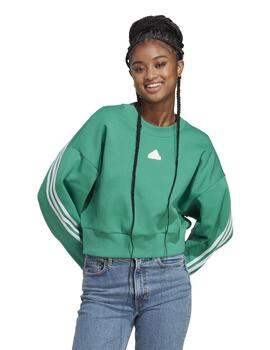 Sudadera Mujer  Adidas FL 3 STRRIPES CREW Verde