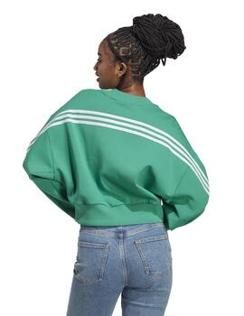 Sudadera Mujer  Adidas FL 3 STRRIPES CREW Verde