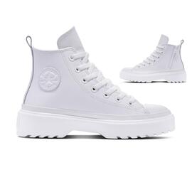 Zapatilla Junior  Converse Lugged Lift Hi Piel Blanco