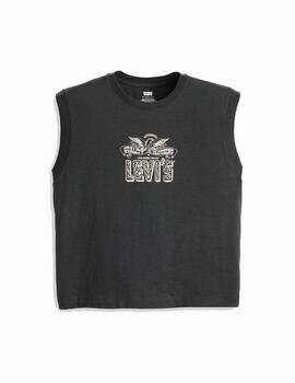 Camiseta  Mujer  Levis Graphic Boxy  Negro