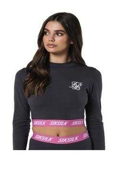 Crop Siksilk Long Sleeve Negro