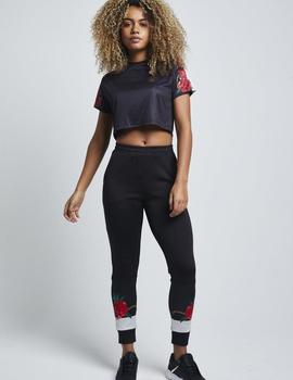 Crop Mujer SikSilk Majestic Negro/Flores