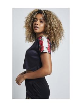 Crop Mujer SikSilk Majestic Negro/Flores
