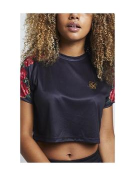 Crop Mujer SikSilk Majestic Negro/Flores