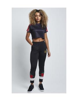Crop Mujer SikSilk Majestic Negro/Flores