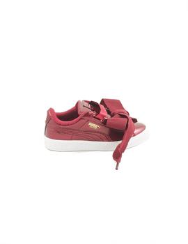 Zapatilla Infantil Puma Basket Heart Glam Burdeos
