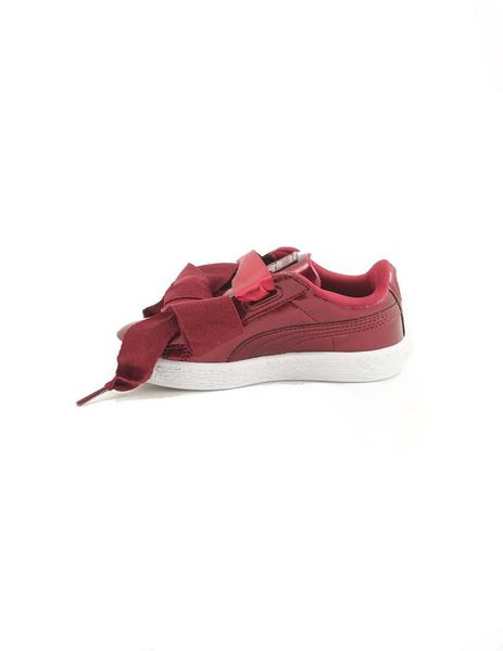 Ligero Extraordinario Caña Zapatilla Infantil Puma Basket Heart Glam Burdeos